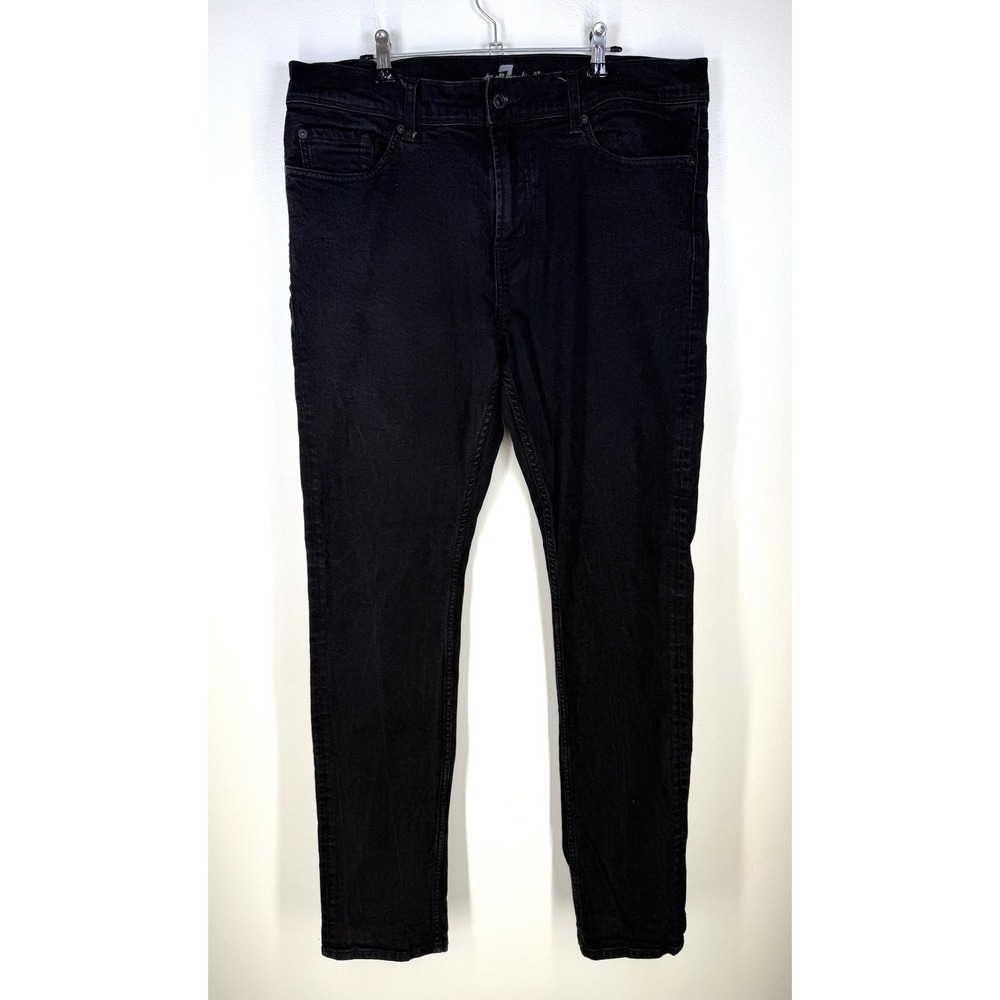 7 FOR ALL MANKIND Ronnie skinny jeans Rinse BLACK Tapered 36x33.5 EUC Cotton